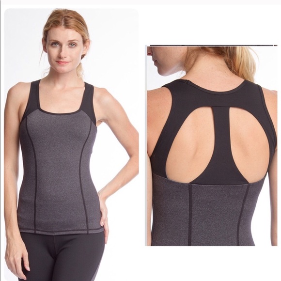 The NEW Boutique Tops - Gray and Black Open Back Workout Tank